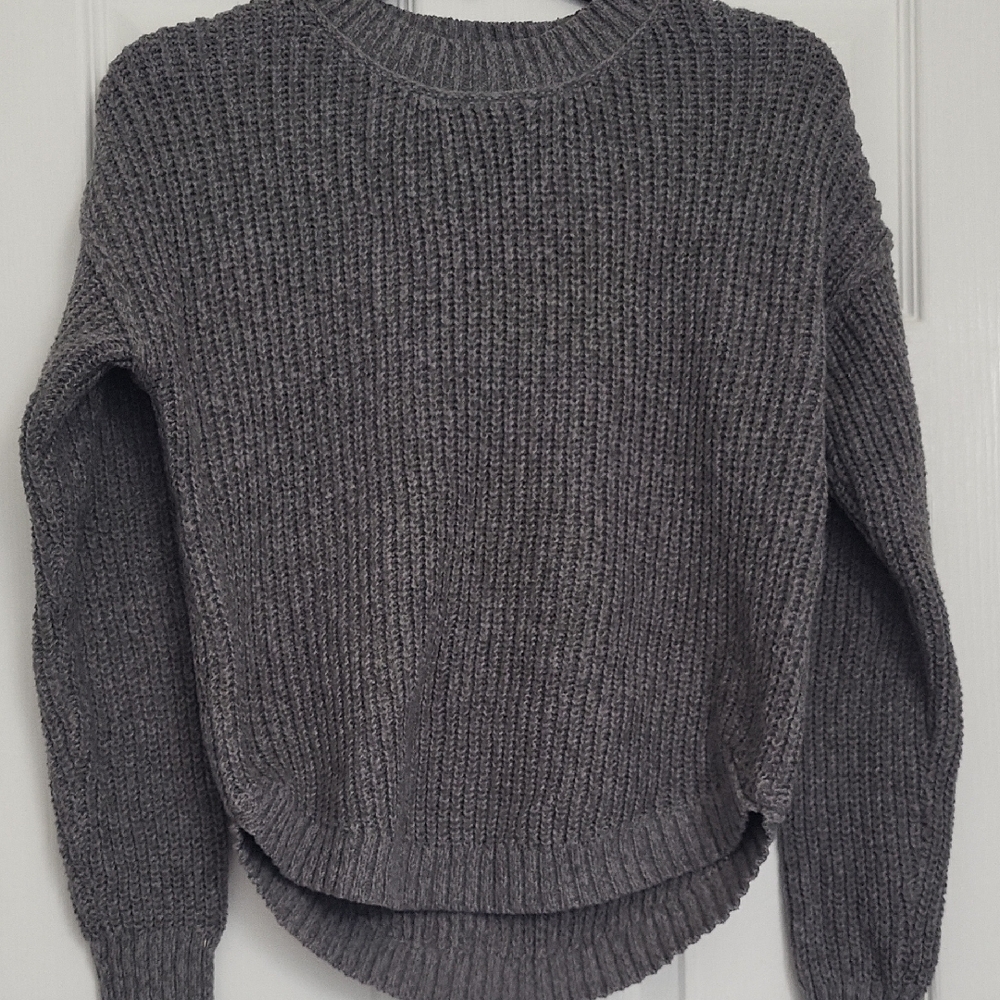 SO Gray Ribbed Crew Neck Sweater